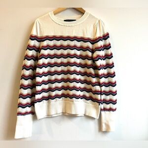 Tommy Hilfiger Cream Red White and Blue 100% Cotton Textured Y2K Classy Sweater